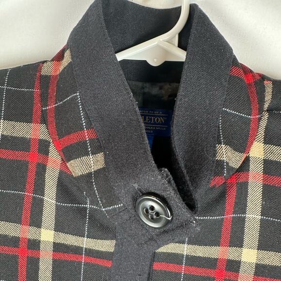 Vintage Pendleton 100% Virgin Wool Plaid Botton Front Mock Neck Jacket Size 6 - Picture 6 of 16